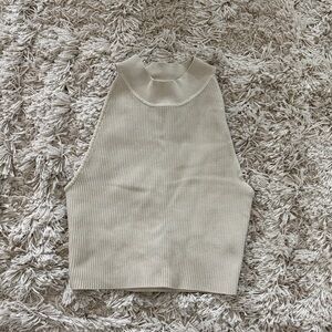 Babaton Sleeveless Ribbed Mock Neck Top - Cream